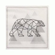 Papstar 300 serviettes, 3 plis, pliage 1/4, 33 cm x 33 cm Teddy - gris papier 89218-C