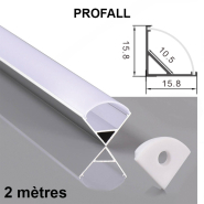 Profilé 2m alu en l et diffuseur opale -  référence profall