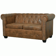 VidaXL Canapé Chesterfield 2 places cuir artificiel marron  Modèle Ilona - matière synthétique 243619