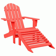 VidaXL Chaise De Jardin Adirondack Avec Pouf Bois De Sapin Rouge - rouge 315863