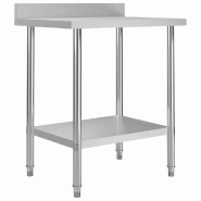 VidaXL Table de travail de cuisine avec dosseret 80x60x93 cm Inox - 51187