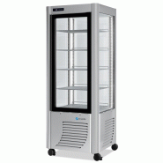 Vitrine réfrigérée positive 400L 4 faces vitrées spécial chocolat étagères carrées SCAIOLA - Argent