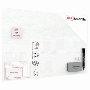 ALLboards Tableau Blanc en Verre CLASSIC WHITE 90x60 cm - blanc TS90x60W