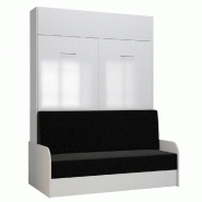 ARMOIRE LIT ESCAMOTABLE DYNAMO SOFA ACCOUDOIRS FAÇADE BLANC BRILLANT CANAPÉ ANTHRACITE 140*200 CM