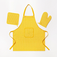 Benetton Set 3Pc Tablier (Tablier + Gant de Cuisine + Manique) 100% Coton 190Gsm Jaune Be - jaune BE381