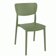 Chaise empilable d'extérieur en polypropylène Lucy coloris vert olive