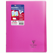 Clairefontaine Lot de 10 Cahier Kover Book 24x32, 48p./24 feuilles 90 g/m² piquées, couv. Transparente rose, Séyès - 3037929844085
