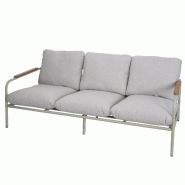 Décoshop26 - Canapé de jardin 3 places 81 x 184 x 81 cm en aluminium vert clair avec coussins beige 04_0009574 - beige aluminium 3000267546218