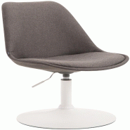 Décoshop26 - Chaise de salle à manger x1 pivotante hauteur réglable en tissu gris foncé et pied trompette en métal blanc 10_0008278 - blanc méta