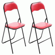 Décoshop26 - Lot de 2 chaises pliantes en métal pour réception et usage quotidien structure métallique noir assises PVC rouge 10_0008390 - 3000266