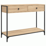 Décoshop26 - Table d'appoint console pratique avec deux tiroirs pour une entrée organisée 100 x 34,5 x 75 cm bois d'ingénierie DEC031911 - Bois ma