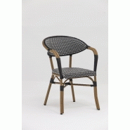 Fauteuil de terrasse marcel - tressage noir et blanc