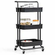 Helloshop26 - Chariot de service à roulettes 42 x 35 x 87 cm charge jusqu'à 60 kg rangement pratique en métal noir 20_0011381 - noir métal 3000226 Helloshop26 - Chariot de service à roulettes 42 x 35 x 87 cm charge jusqu'à 60 kg rangement pratique en métal noir 20_0011381 - noir métal 3000226
