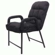 Mendler Chaise de salle à manger HWC-K40, chaise rembourrée, capacité de charge 160kg dossier réglable métal ~ tissu/textile noir - noir textile 92134