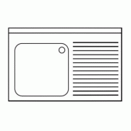 Plonge inox 1 bac et égouttoir sur placard - P 550 mm - 1000_0