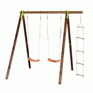 Portique xylo techwood - métal/bois - hors tout 5,60m² - 2 agrès + échelle Portique xylo techwood - métal/bois - hors tout 5,60m² - 2 agrès + échelle