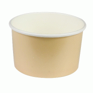 Pot à Glace Beige 120ml NOVACUP ECO PACK Carton Recyclable Sorbet Dessert Glacé Snacking VAE Nomade ø75x49mm Idéal Glace Artisanale - Lot de 3000