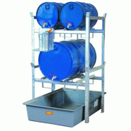 Rayonnage 400 pour 4 fûts de 60 litres ou 2 fûts de 220 litres ou 2 fûts de 60 litres et 1 fût 220 litres - Pour huiles, lubrifiants - CEMO - 7664F Rayonnage 400 pour 4 fûts de 60 litres ou 2 fûts de 220 litres ou 2 fûts de 60 litres et 1 fût 220 litres - Pour huiles, lubrifiants - CEMO - 7664F