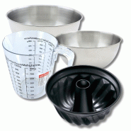 Set pâtisserie avec moule à kouglof 22 cm, 2 bols à mixer, verre mesureur et spatule Zenker - noir métal 3176239937534