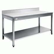 Table inox avec dosseret et tablette inférieure - série 600 - long. 1100 mm (DD6011) AFI collin-lucy