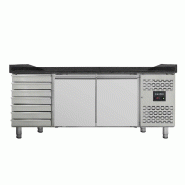 Vaiotec Comptoir réfrigéré à pizza EASYLINE / 2 portes et 7 tiroirs « noir », 2020 x 800 mm - argenté inox 10074