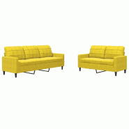 VidaXL Ensemble de canapés 2 pcs avec coussins Jaune Velours Modèle Yselor - 3278397