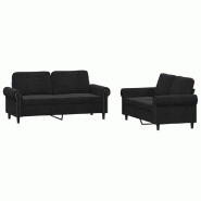 VidaXL Ensemble de canapés 2 pcs avec coussins Noir Velours Modèle Cormelis - 3202215