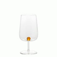Zafferano Bilia Verre À Vin En Verre Borosilicaté Fabriqué À La Main Avec Sphère Décorative Interne, Lot De 6 Pièces Couleur Jaune Or, Design �