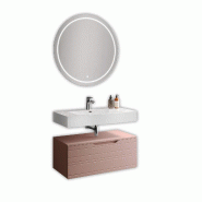 AQA Design Composition de salle de bain en MDF 3 pièces SOLMIRA rose poudre L.100 P.45 H.190 MPSO55-L1-CIP - rose Bois manufacturé MPSO55-L1-CIP