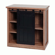 Décoshop26 - Commode avec porte coulissante et 5 compartiments aspect bois métal industriel 84x80x40 cm marron 04_0006501 - marron métal 3000261792147_0
