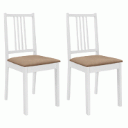 Décoshop26 - Lot de 2 chaises de salle à manger cuisineà dîner avec coussins blanc bois solide CDS021175 - blanc 3001166399783 Décoshop26 - Lot de 2 chaises de salle à manger cuisineà dîner avec coussins blanc bois solide CDS021175 - blanc 3001166399783
