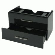 Décoshop26 - Meuble sous-vasque 90 cm suspendu 2 tiroirs Soft-Close encoche siphon style moderne contreplaqué noir brillant 04_0010530 - noir 300026