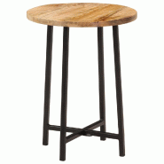Décoshop26 - Table d'appoint ronde en bois de manguier massif – pieds en métal – pièce unique DEC037043 - métal 3000263064228