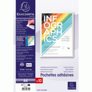 Exacompta Lot de 5 Sachet de 10 pochettes adhésives murales A4 - 3130630563105_0