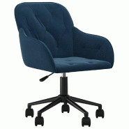 Helloshop26 - Chaise fauteuil siège pivotante de bureau informatique étude velours bleu 02_0024092 - bleu métal 3000214679686