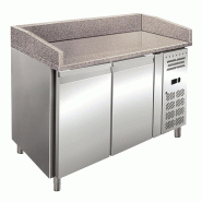 KLIMAITALIA Table pizza inox ventilée 2 portes, plan granit, thermomètre digital, dégivrage auto, +2/+8°C, modèle PZ02 - 1275