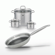 Lot 3 Faitouts 14/16/26cm & Poêle 24cm Elo Relief Solution - gris 3176239959444