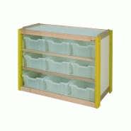 Meuble rangement 9 grands casiers translucides - l107x78,5x53cm