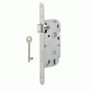 Serrure encastrable à clé pour porte de chambre, axe 40mm, bouts ronds, inox, avec gâche, 1 clé - THIRARD - gris 3150269821124 Serrure encastrable à clé pour porte de chambre, axe 40mm, bouts ronds, inox, avec gâche, 1 clé - THIRARD - gris 3150269821124