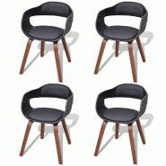 VidaXL Chaises à manger lot de 4 noir bois courbé et similicuir Modèle Cendral - 271945