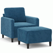 VidaXL Fauteuil avec repose-pied Bleu 60 cm Velours Modèle Orion Office Essence - 3201173