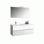 AQA Design Composition de la salle de bain en mélamine baignoire à gauche ORIZON blanc mat L.121 P.46,5 H.190 MPOR42-O1 - blanc Bois manufacturé MP