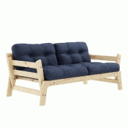 BANQUETTE CONVERTIBLE FUTON STEP PIN MASSIF COLORIS MARINE COUCHAGE 70*200 CM.