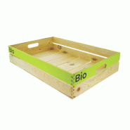 Cagette bois rectangle gm avec logo bio - Cagette bois rectangle gm avec logo bio -