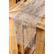 Chemins de table dentelle gris clair 19cm x 3,1 m -par 3