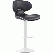 CLP Tabouret de bar Las Vegas V2 similicuir avec pied en métal Noir /Blanc - noir polyester 315595 CLP Tabouret de bar Las Vegas V2 similicuir avec pied en métal Noir /Blanc - noir polyester 315595