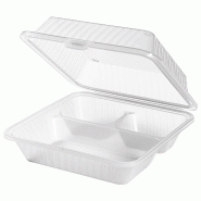 Contacto Barquette à menu Eco-Takeout 23 x 23 x 9 cm, blanc - blanc plastique 1107/230