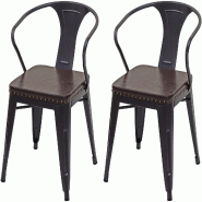 Décoshop26 - 2x chaises de salle à manger cuisine en synthétique et métal style industrielle marron noir CDS04451 - marron 3001542869602