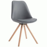 Décoshop26 - Chaise de cuisine salle à manger scandinave assise en PVC gris 4 pieds en bois forme rond clair 10_0003405 - gris 3000251565287 Décoshop26 - Chaise de cuisine salle à manger scandinave assise en PVC gris 4 pieds en bois forme rond clair 10_0003405 - gris 3000251565287