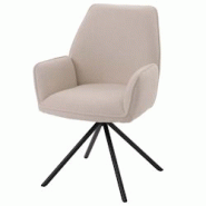 Décoshop26 - Chaise de salle à manger avec accoudoir siège rotatif en tissu bouclé crème cadre trépied 04_0006272 - 3000261680437 Décoshop26 - Chaise de salle à manger avec accoudoir siège rotatif en tissu bouclé crème cadre trépied 04_0006272 - 3000261680437